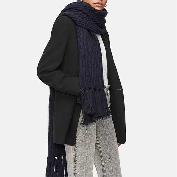 ANINE BING Alyssa Cashmere Scarf In Midnight - Picture 3 of 8